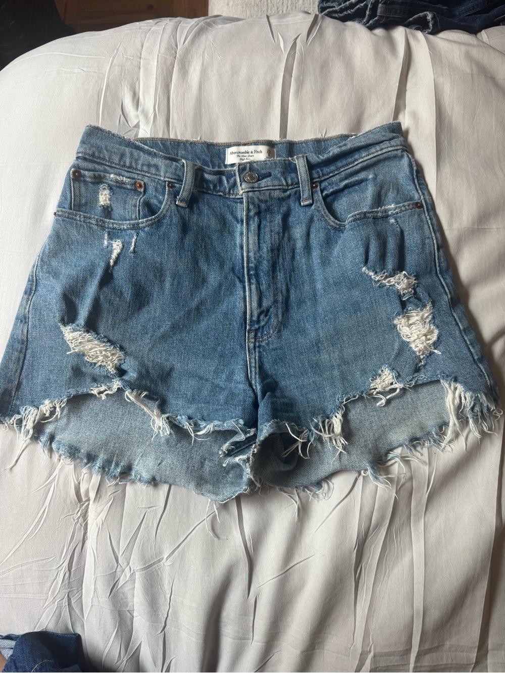 Abercrombie & Fitch Distressed Denim Cutoff Shorts - Blue